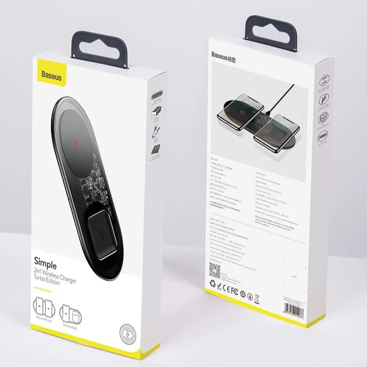 شارژر وایرلس گوشی و ایرپاد بیسوس مدل Baseus Simple BS-W508 Turbo Edition توان 20 وات