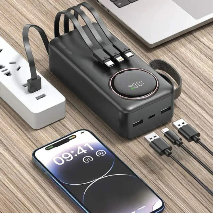 پاوربانک کابلدار گرین لاین مدل Power Pulse ظرفیت 20000 میلیآمپر ساعت توان 22.5 وات