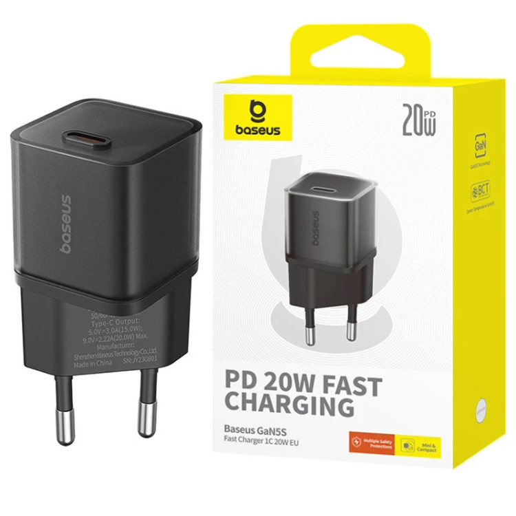 کلگی شارژر بیسوس مدل GaN5S 1C EU با توان 20 وات